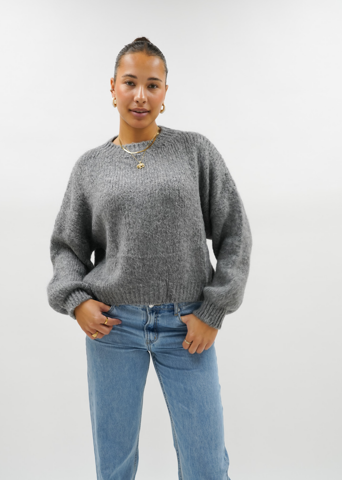 Knitted sweater dark grey (tall)
