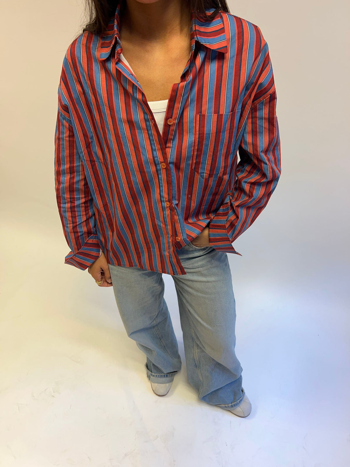 Kendall button shirt with stripes - Pink/blue